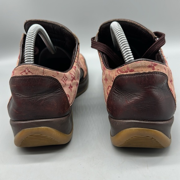 Louis Vuitton Burgundy & Pink Monogram Mini Lin Sneaker Women Size 40 EUR 8.5 US - Picture 5 of 8
